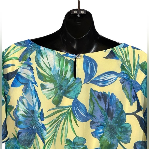 Mode Vin Rouge, Tropical Tunic With Asymmetrical Hem, Medium, Blue, Yellow - Picture 7 of 9